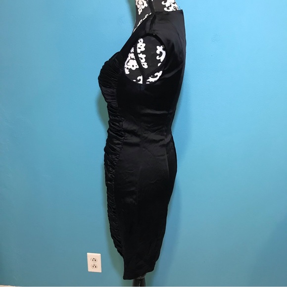 Calvin Klein * Bodycon Black Satin Formal Cocktail Dress GUC Woman’s Petite 4P 4 - Picture 3 of 10
